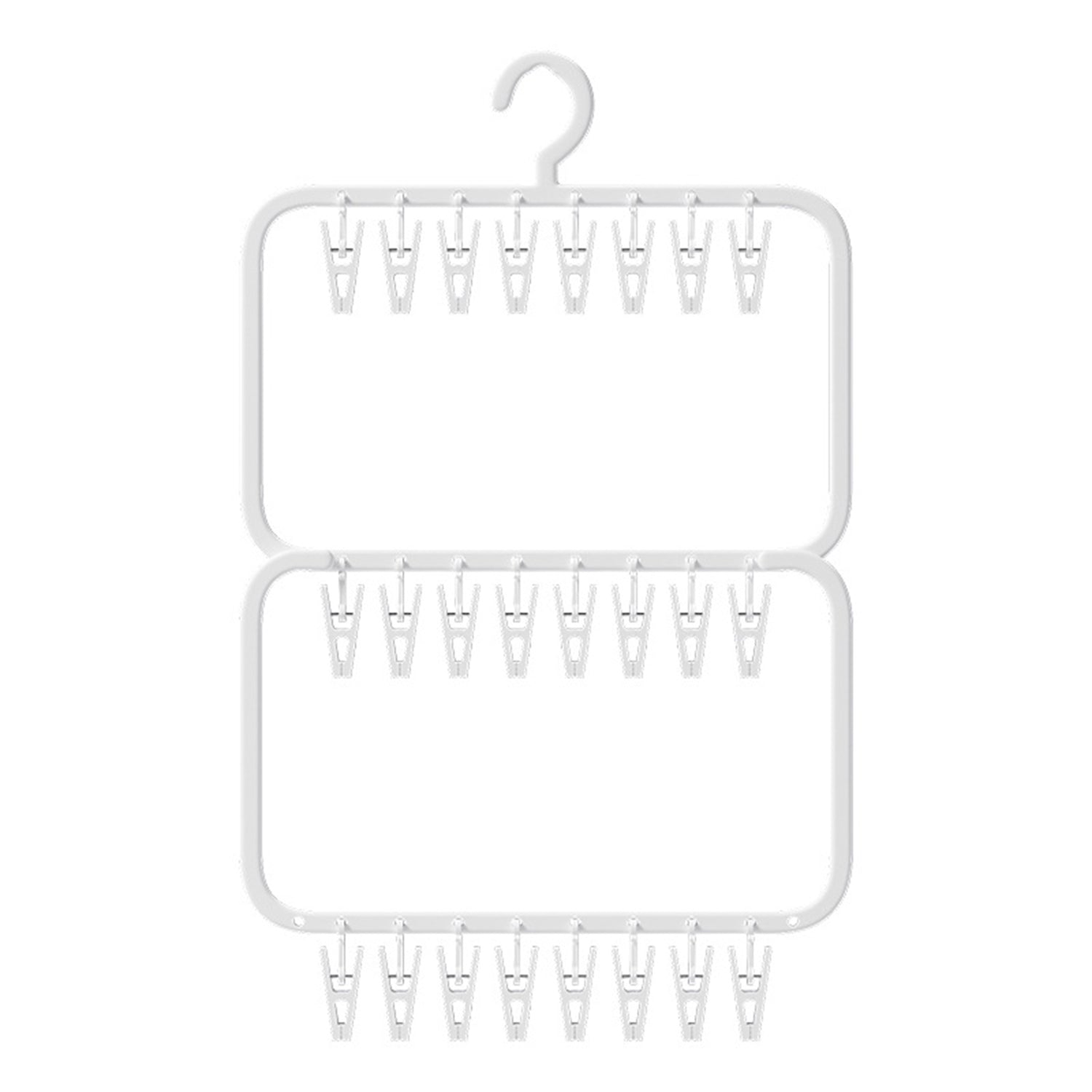 Clothes Sock Drying Rack with 24 Clips, Swivel Hook Wind-Proof Clothes Hanger Rack for Socks, Bras, Underwear