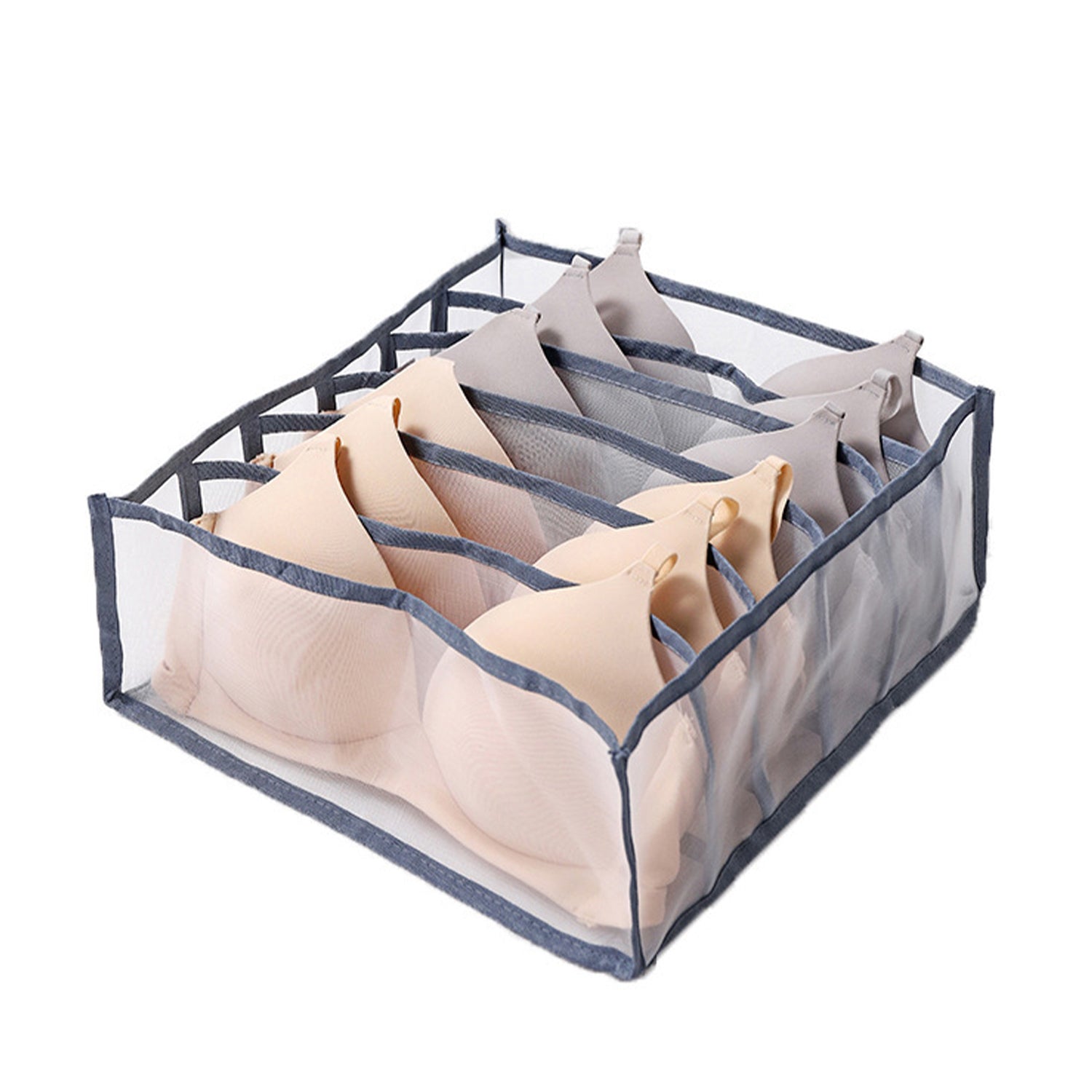 Closet Organizer with Mesh Pockets & Rotating Metal Hanger, Oxford Cloth Space Saver Bag for Bra Underwear