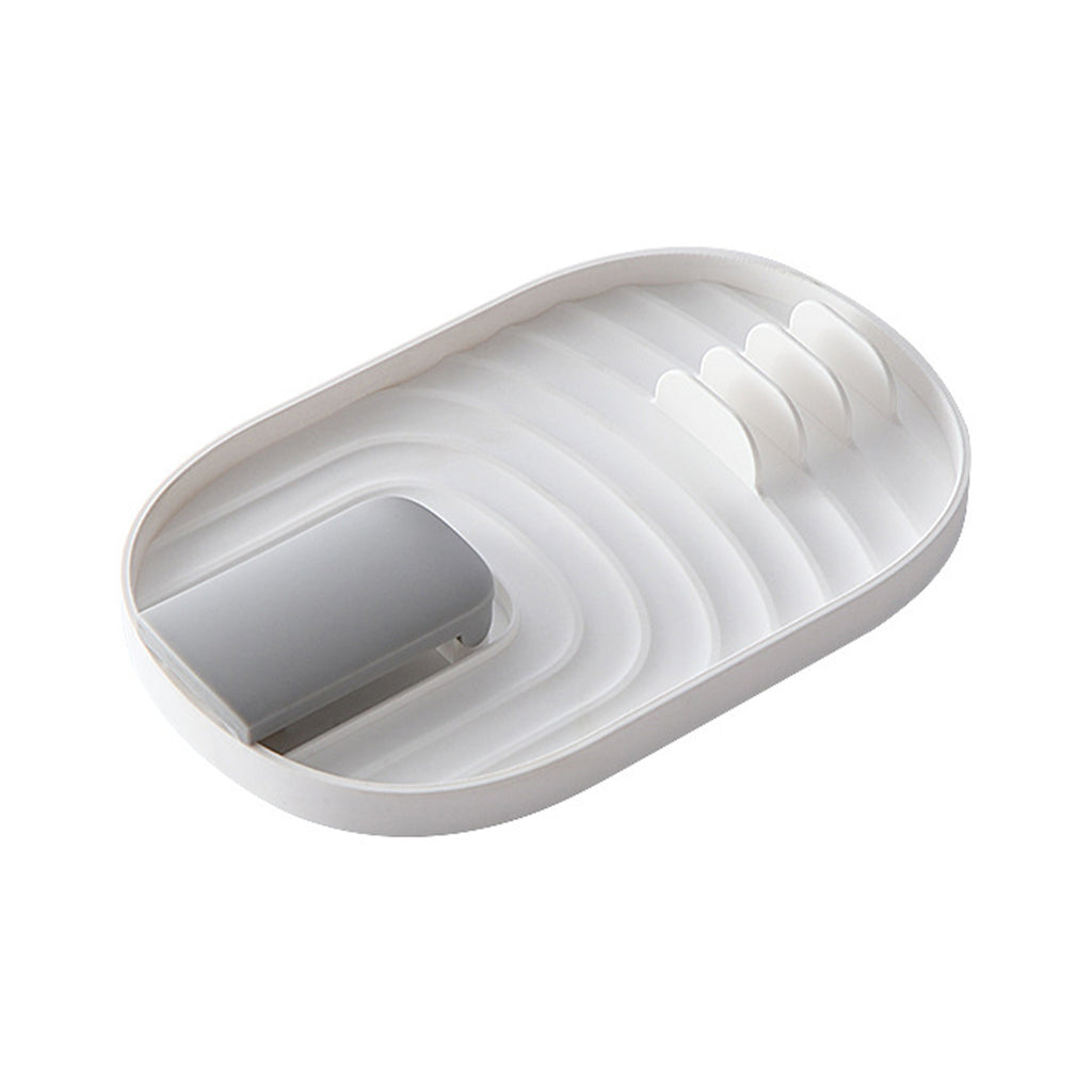 Pot Lid Holder, Lid and Spoon Rest Holder for Kitchen Counter, Foldable Pan Lid Organizer Stand with Nonslip Pads