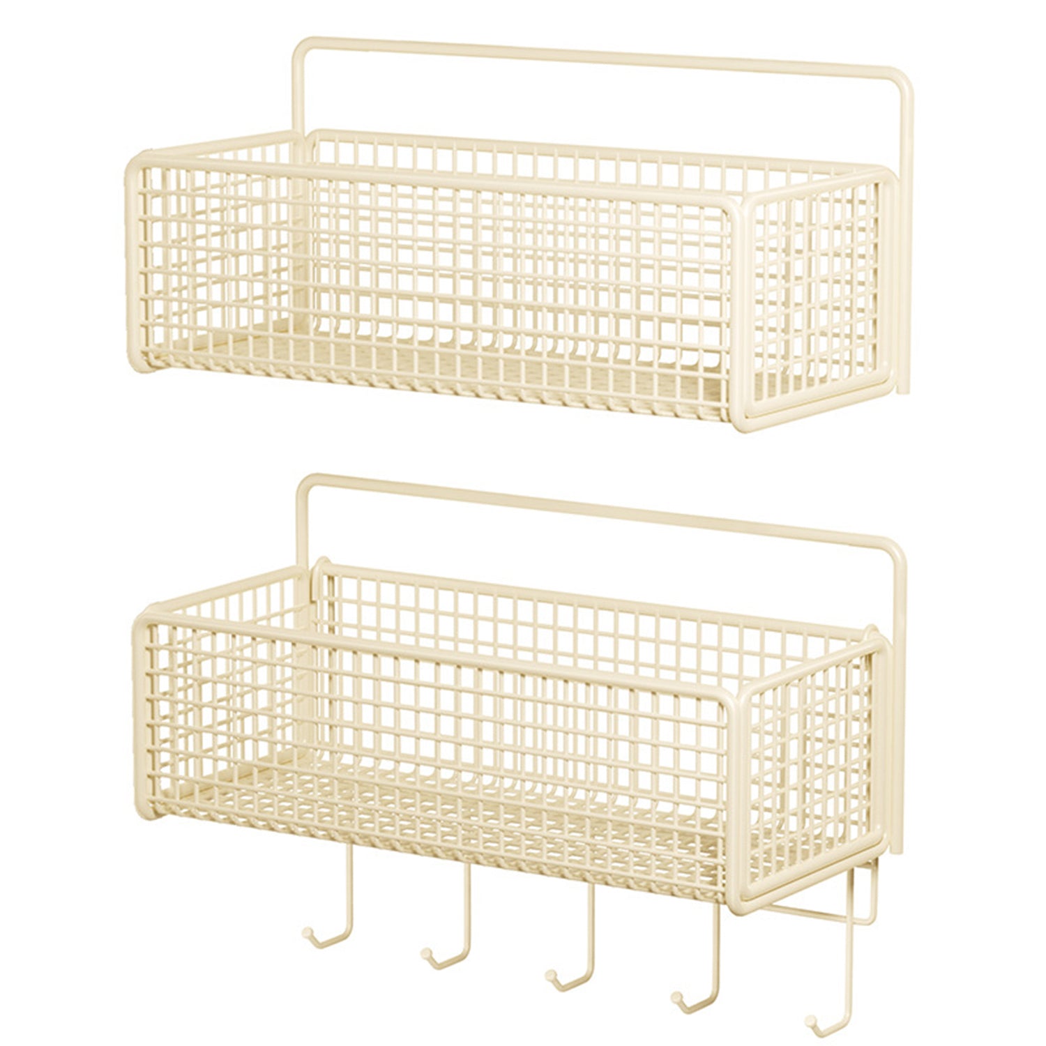 Small Metal Wire Storage Basket, Detachable Wood Base Storage Organizer Bin Basket for Kitchen Cabinets, Bathroom, Pantry, Garage