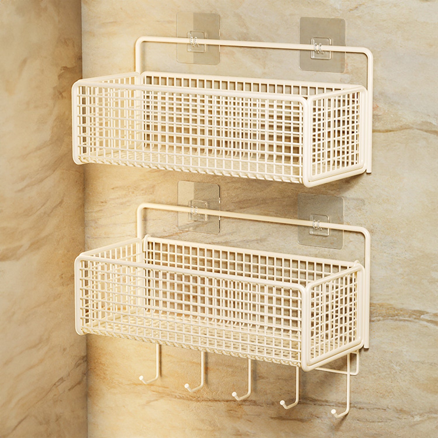 Small Metal Wire Storage Basket, Detachable Wood Base Storage Organizer Bin Basket for Kitchen Cabinets, Bathroom, Pantry, Garage