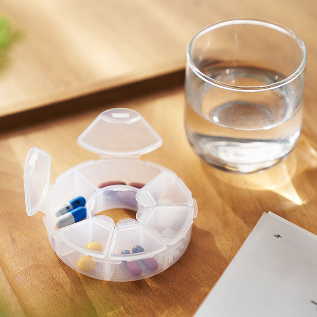 5 Compartment Small Pill Box, Moisture Proof Case, Travel Organizer for Pocket Purse, Daily Portable Medicine Vitamin Container