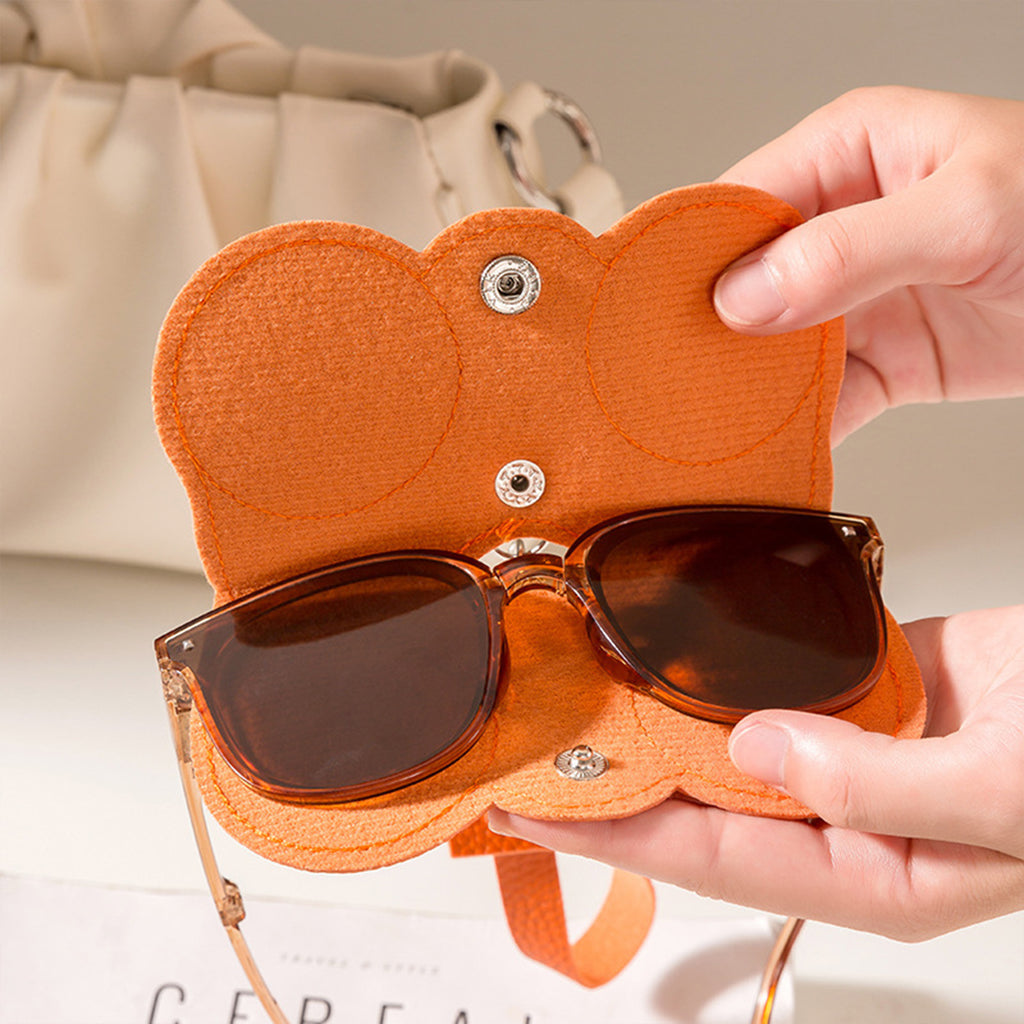 Fashionable Soft Leather Sunglasses Case - Portable & Protective Eyewear Pouch with Clip, Sunglass Bag for Women & Men