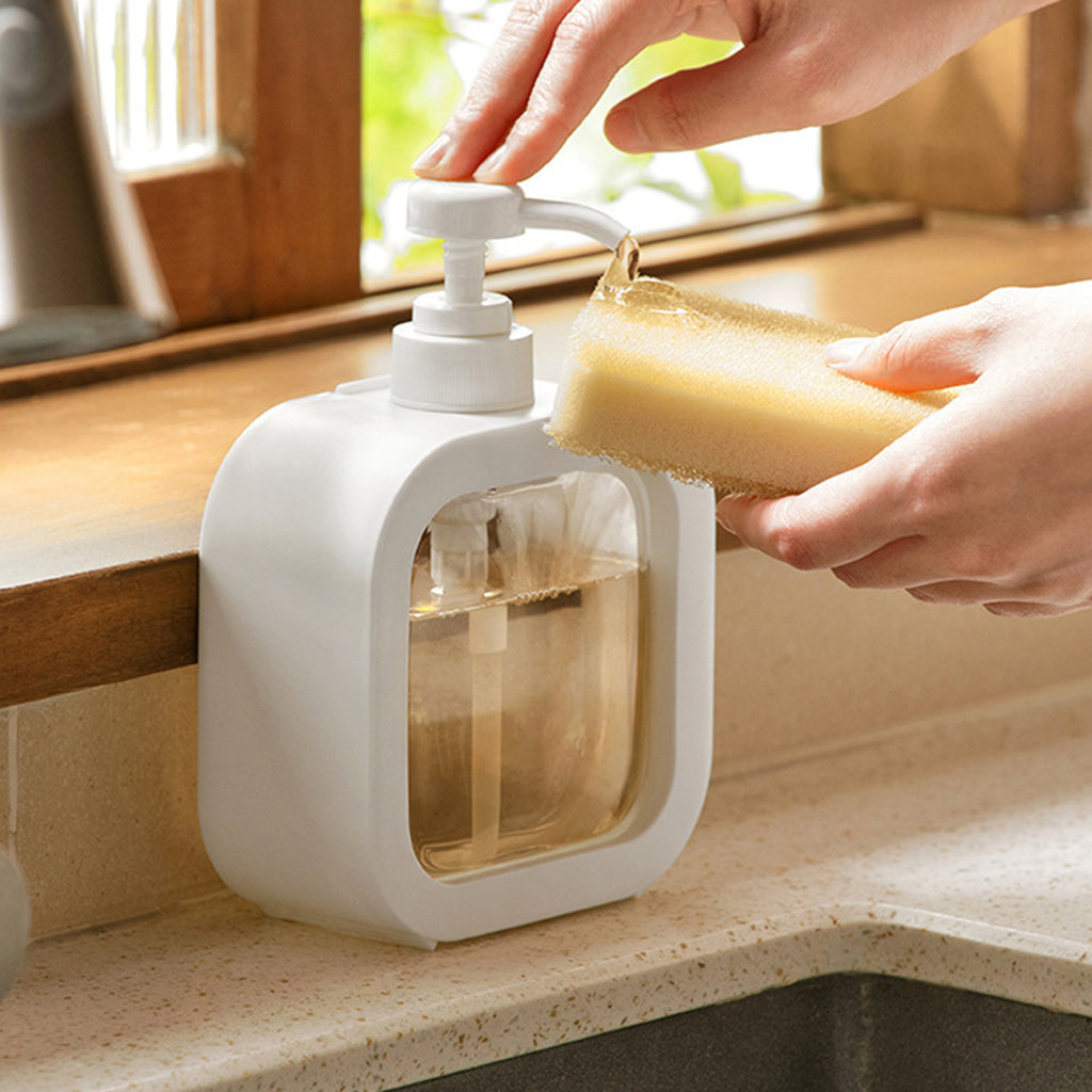 Clear Plastic Pump Bottle Dispenser, Refillable Empty Bottle Container with Pump for Essential Oil Soap Lotion Shampoo, 2 Pcs