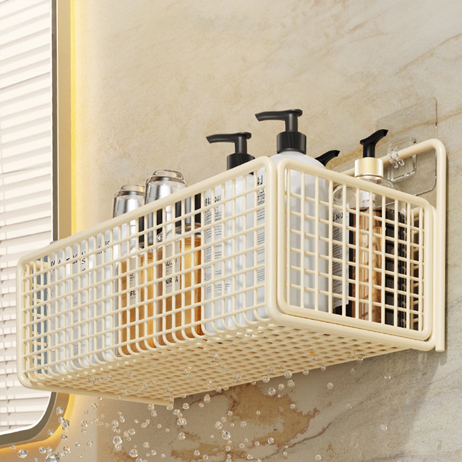 Small Metal Wire Storage Basket, Detachable Wood Base Storage Organizer Bin Basket for Kitchen Cabinets, Bathroom, Pantry, Garage