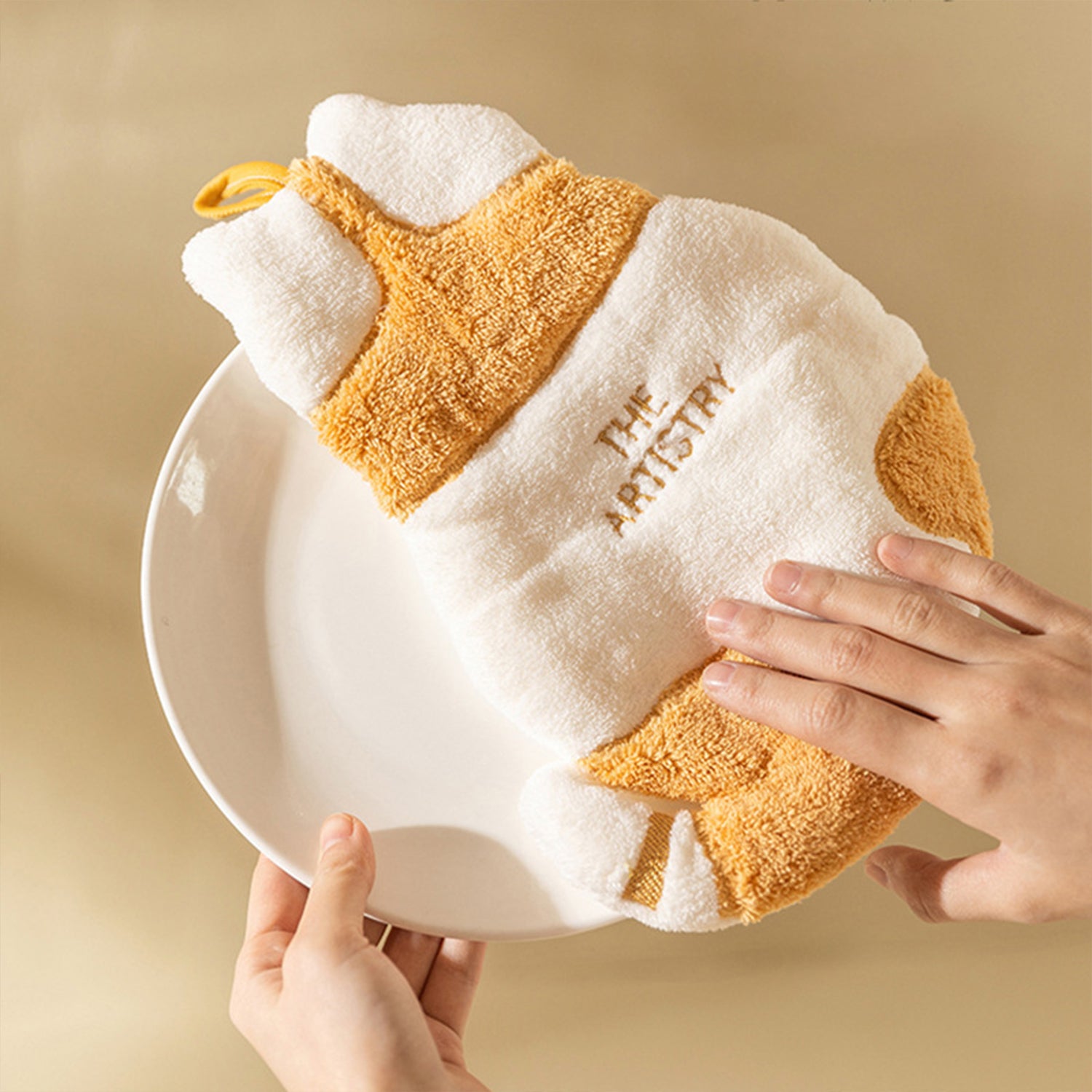 Hand Towel, Hanging Hand Towels for Kitchen with Loop,Bathroom Hand Towels Hanging, Absorbent Microfiber Hand Drying Puff