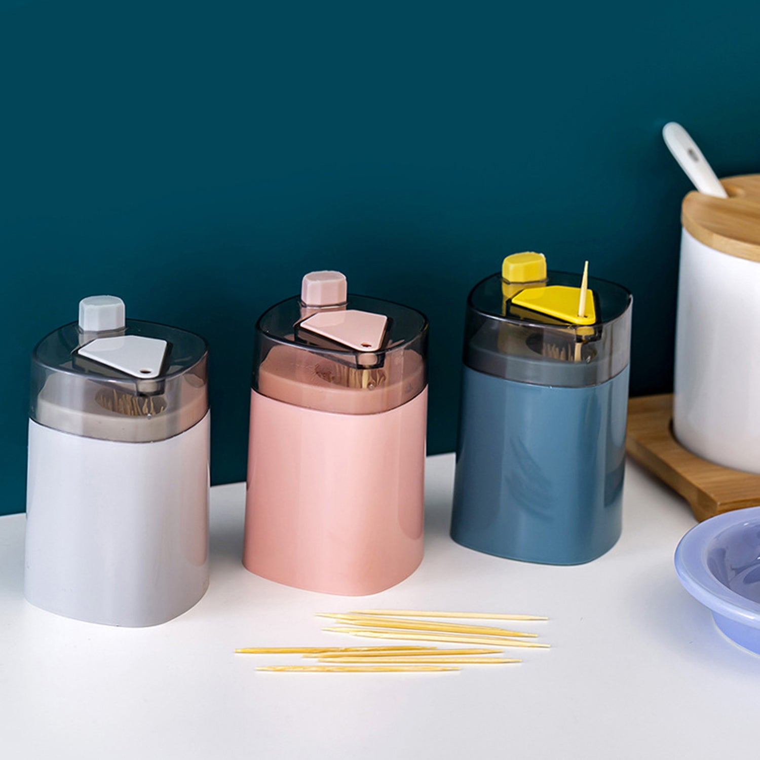 Sturdy Safe Toothpick Holder for Teeth Cleaning, Unique Home Design Decoration, Unusual Gift, 2 Pack