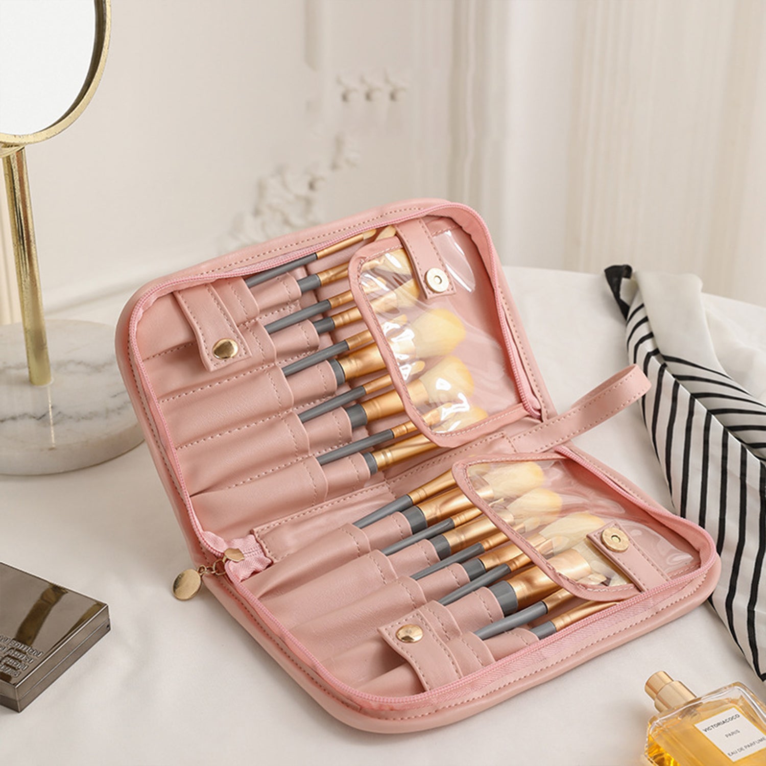 Makeup Bag Travel Cosmetic Bag Organizer Toiletry Bag Make Up Bags with Compartments for Women Girls