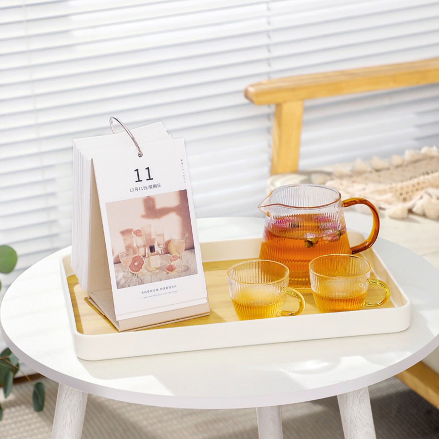 Serving Tray Wood Decorative Tray for Living Room, Modern Coffee Table Tray, Square Large Serving Platters for Home Decor