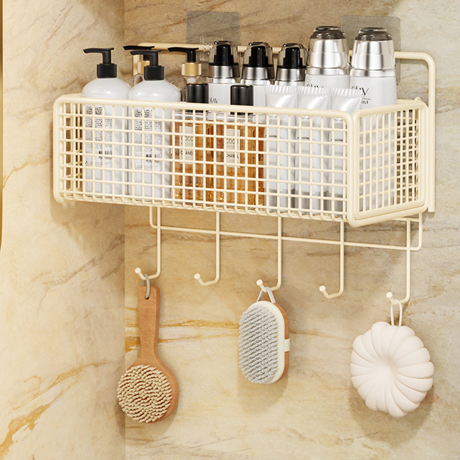 Small Metal Wire Storage Basket, Detachable Wood Base Storage Organizer Bin Basket for Kitchen Cabinets, Bathroom, Pantry, Garage