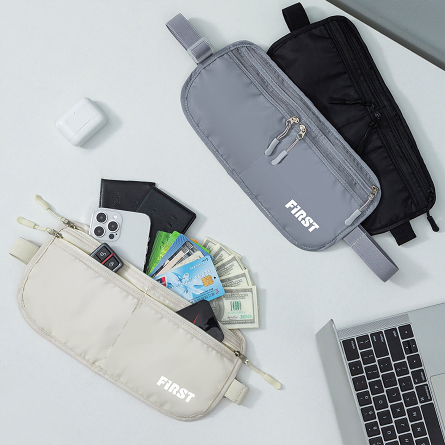 Fireproof Document Bag (15 x 11 inch) with 2 Pockets & Waterproof Zipper, Fire Safe Envelope Bag for Cash, Legal Documents