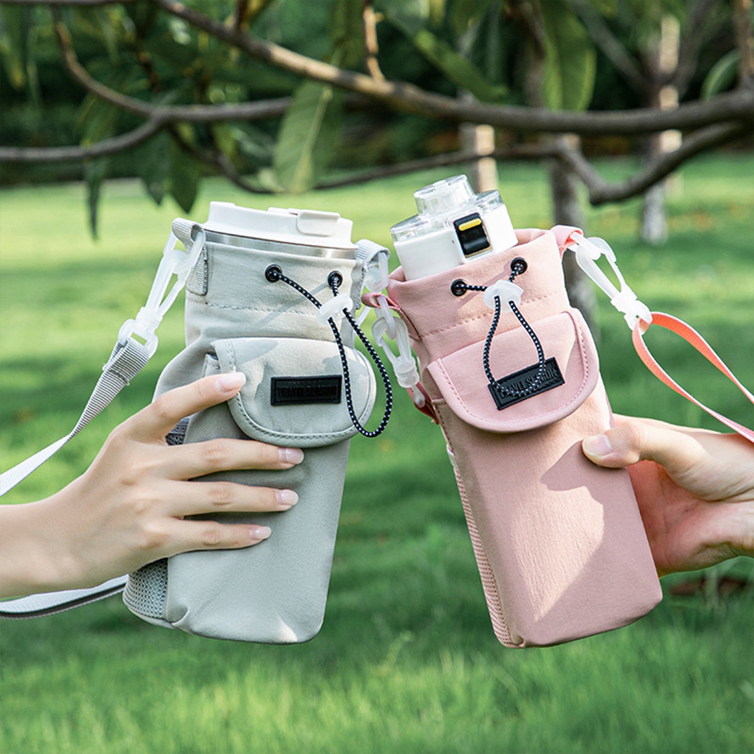 Water Bottle Carrier Bag with Phone Pocket for 30oz 40oz Tumbler with Handle Accessories Insulated Water Bottle Holder Pouch with Strap