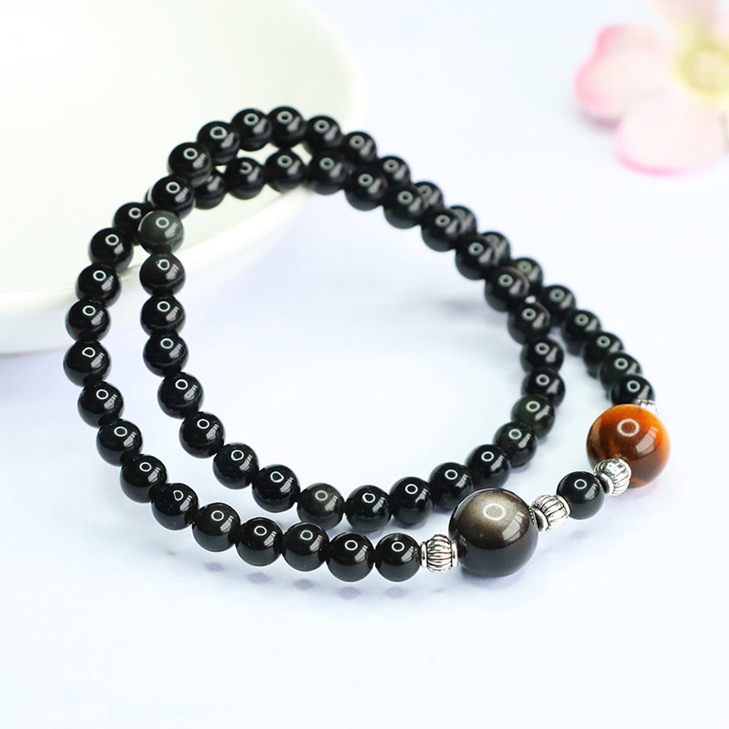 Bracelets for Men & Women - Handmade Stretchy Beaded Feng Shui Jewelry, Natural Stone Protection Gift Set