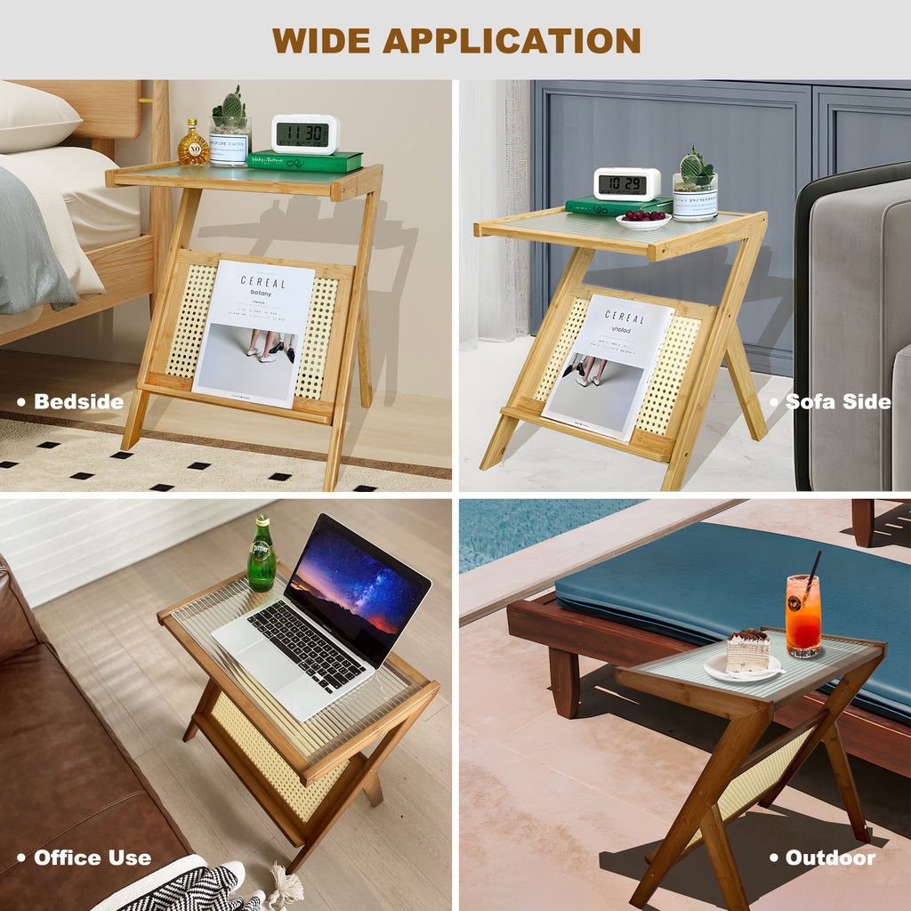 Rattan Side Table (Walnut)