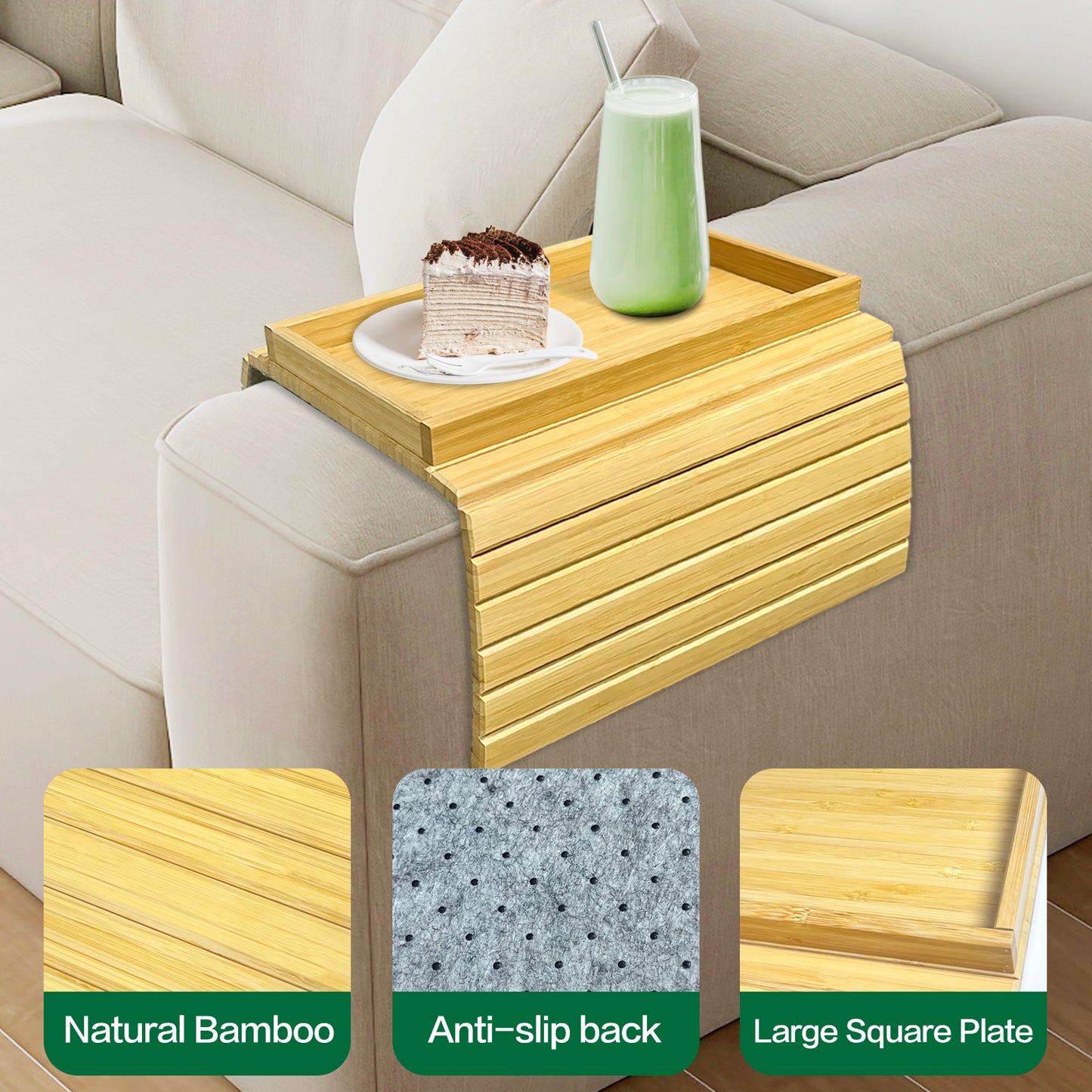 Bamboo Sofa Arm Table (Grey)